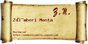 Zámbori Menta névjegykártya